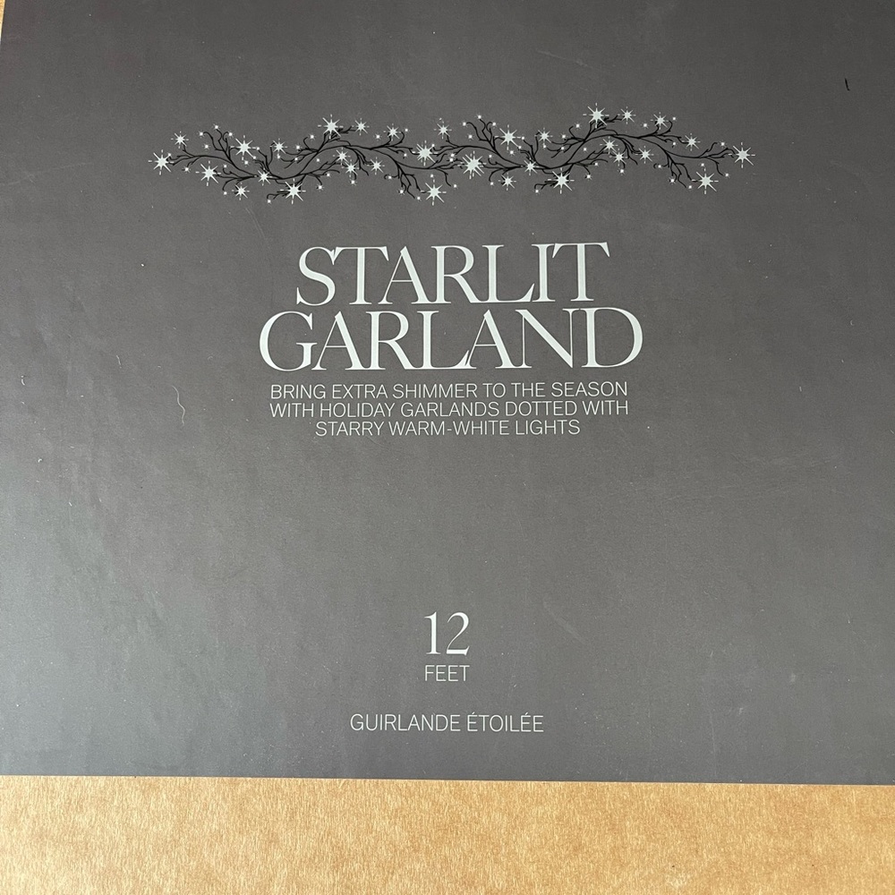 New  Restoration Hardware Starlit Garland  Gold Branch LED Warm White 12 Ft